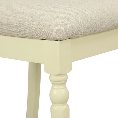 Solid Wood Upholstered Dining Chair with Linen Cushioned Seat, Traditional, Set of 2
