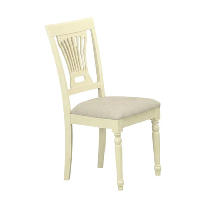 Solid Wood Upholstered Dining Chair with Linen Cushioned Seat, Traditional, Set of 2