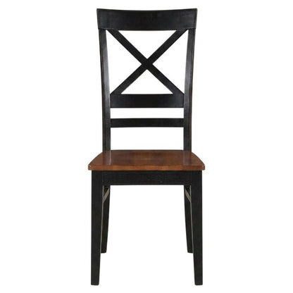 Solid Wood X-Back Dining Chair, Black & Cherry, Set of 2
