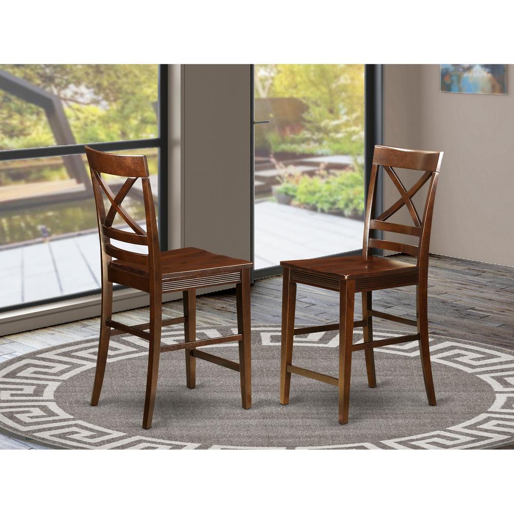 Quincy  Counter  Height  Stools  With  X-Back  in  Mahogany  Finish,  Set  of  2