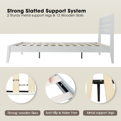Queen Wooden Platform Bed Frame, Pure White Finish, Morden Style