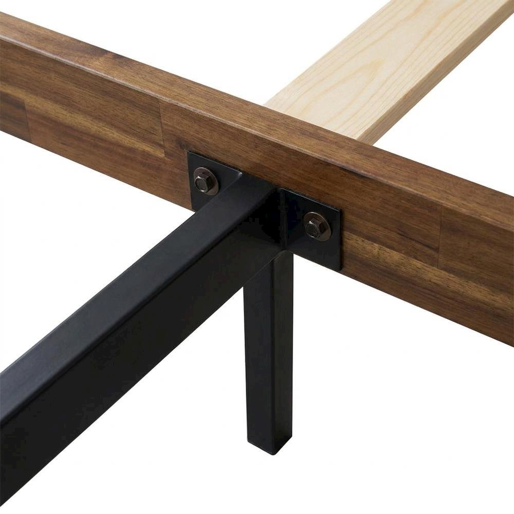 Queen Solid Wood Platform Bed Frame with Headboard, Traditional Style, Walnut