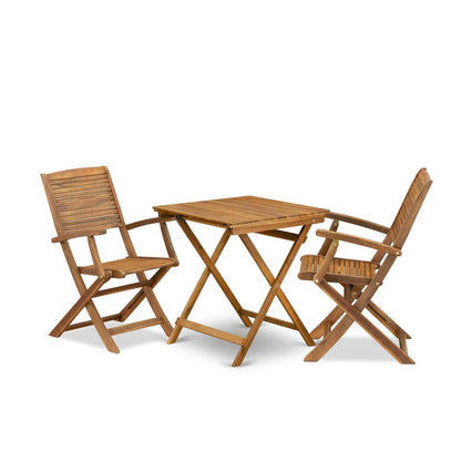 3 Piece Patio Bistro Set Contains a Square Acacia Coffee Table