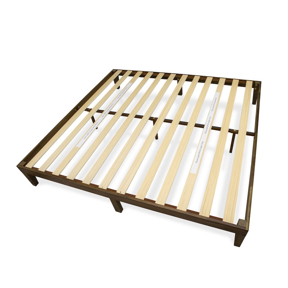 King Size Platform Bed with 4 Legs and 2 Extra Center Legs - Walnut Finish