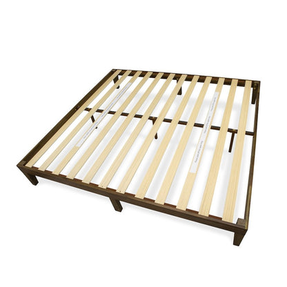 King Size Platform Bed with 4 Legs and 2 Extra Center Legs - Walnut Finish