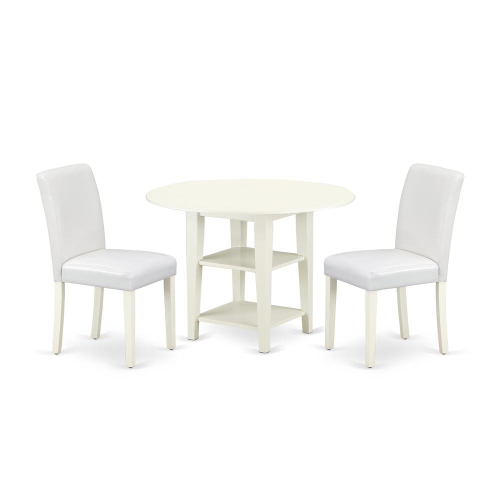 3Pc Round 20/42 Inch Table With 2 11-Inch Drop Leaves And 2 Parson Chair