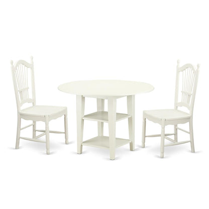 Dining Room Set Linen White, SUDO3-LWH-W