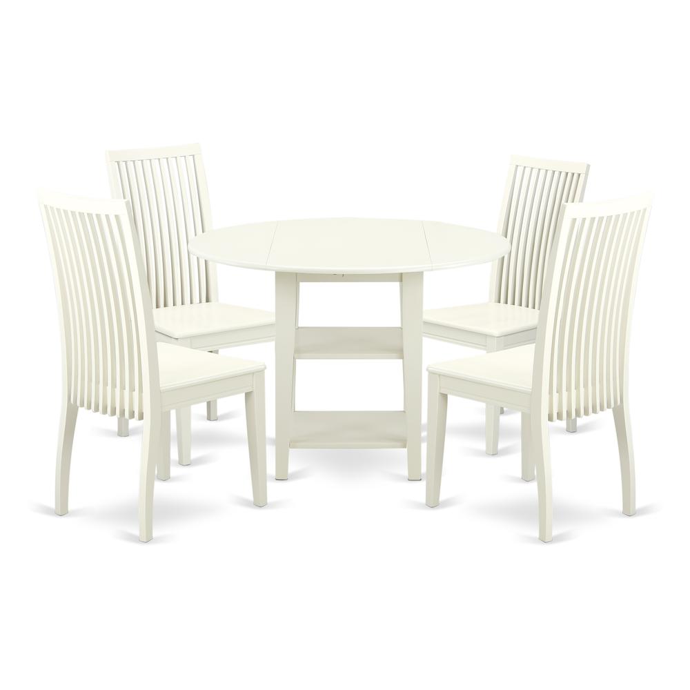 Dining Room Set Linen White, SUIP5-LWH-W