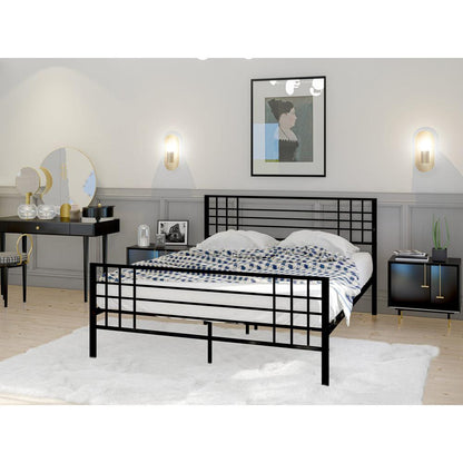 Tyler Queen Platform Bed with 9 Metal Legs - Magnificent Bed in Powder Coating Black Color