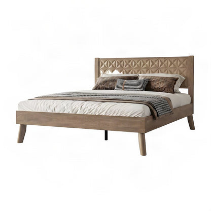 Solid Wood King Platform Bed Frame with Headboard and Footboard, Barnwood