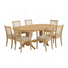 Solid Wood Oval Kitchen Dining Table with Microfiber Chairs, 9 Piece Set