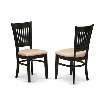 East West Furniture - DLVA3-BLK-C - 3-Piece Dining Table Set- 2 Wooden Chair with Linen Fabric Seat and Slatted Chair Back - Drop Leaves Modern Dining Room Table - Black Finish