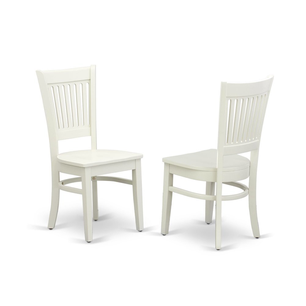 Wooden Dining Chair with Slat Back, Wood Kitchen Chair, White, Set of 2