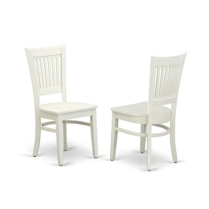 Wooden Dining Chair with Slat Back, Wood Kitchen Chair, White, Set of 2