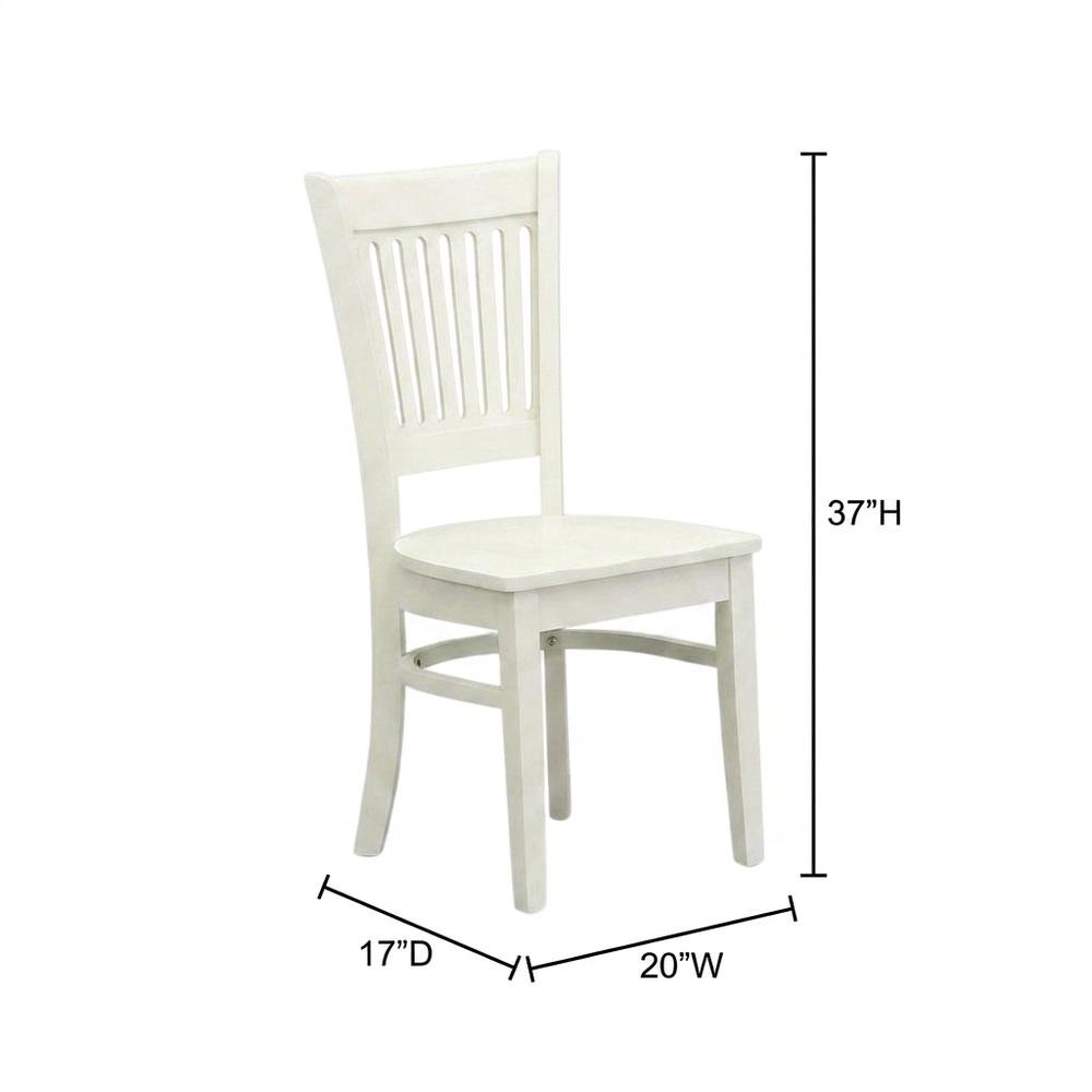 Wooden Dining Chair with Slat Back, Wood Kitchen Chair, White, Set of 2