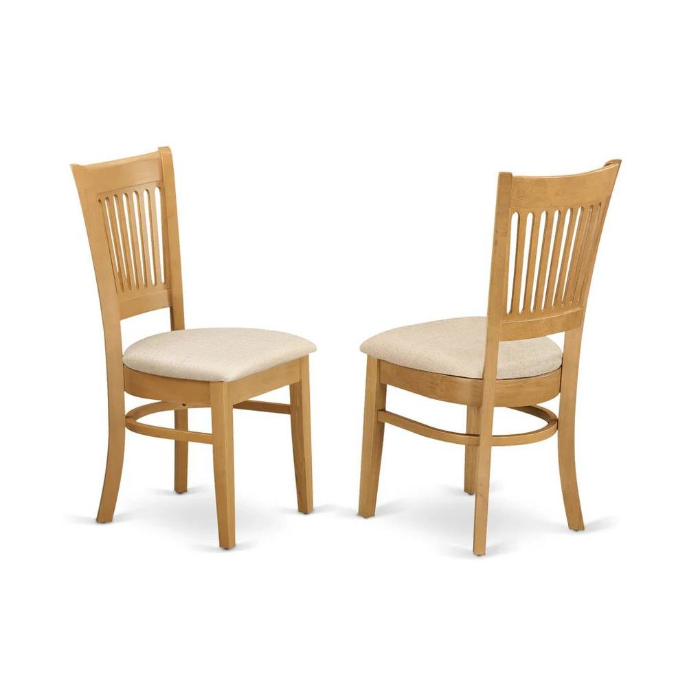 VAC-OAK-C Vancouver Linen Fabric Seat Dining Chairs - Oak Finish set of 2