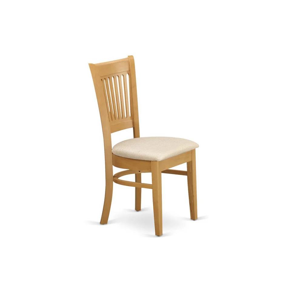 VAC-OAK-C Vancouver Linen Fabric Seat Dining Chairs - Oak Finish set of 2