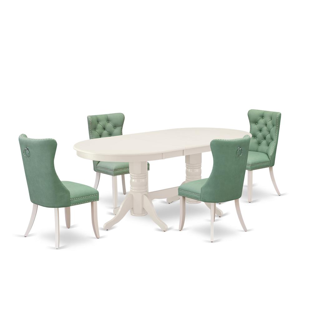 5 Piece Dining Set Consists of an Oval Dining Table with Butterfly Leaf