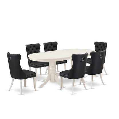 7 Piece Dining Set Consists of an Oval Kitchen Table with Butterfly Leaf