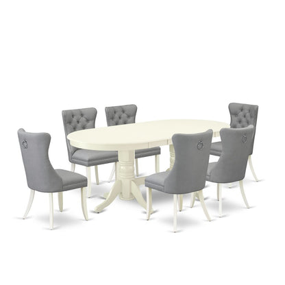 7 Piece Kitchen Table Set Consists of an Oval Dining Table with Butterfly Leaf