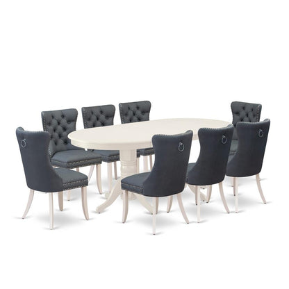 9 Piece Dining Set Consists of an Oval Dining Table with Butterfly Leaf
