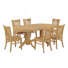 Solid Wood Oval Dining Table with Extension Leaf and 6 Chairs 7 Piece Set