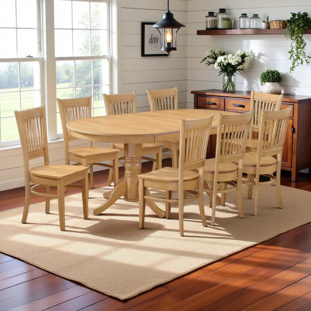 Elegant 9-Piece Dining Table Set – Solid Wood Dining Table for 8