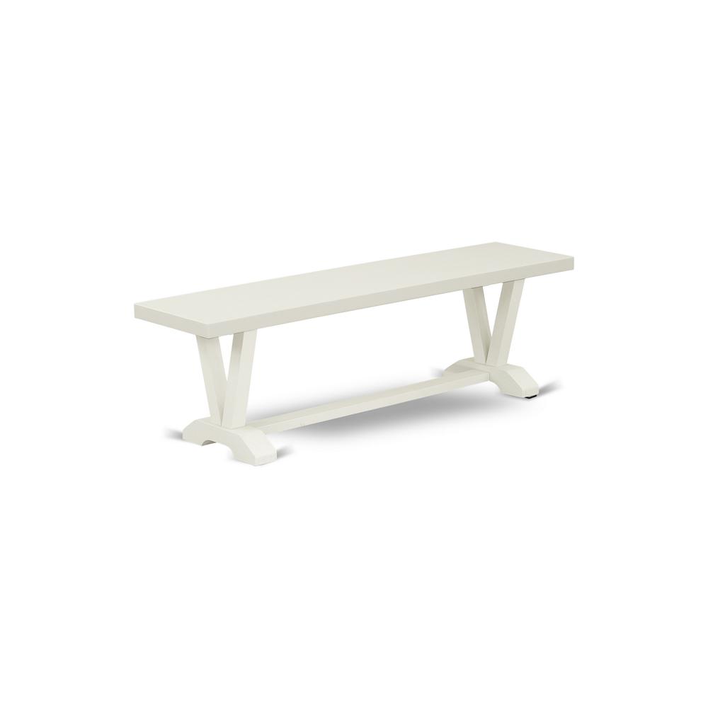 East West Furniture VB026 V-Style Modern Dining Room Bench with Solid Wood Seat, 60x15x18 Inch