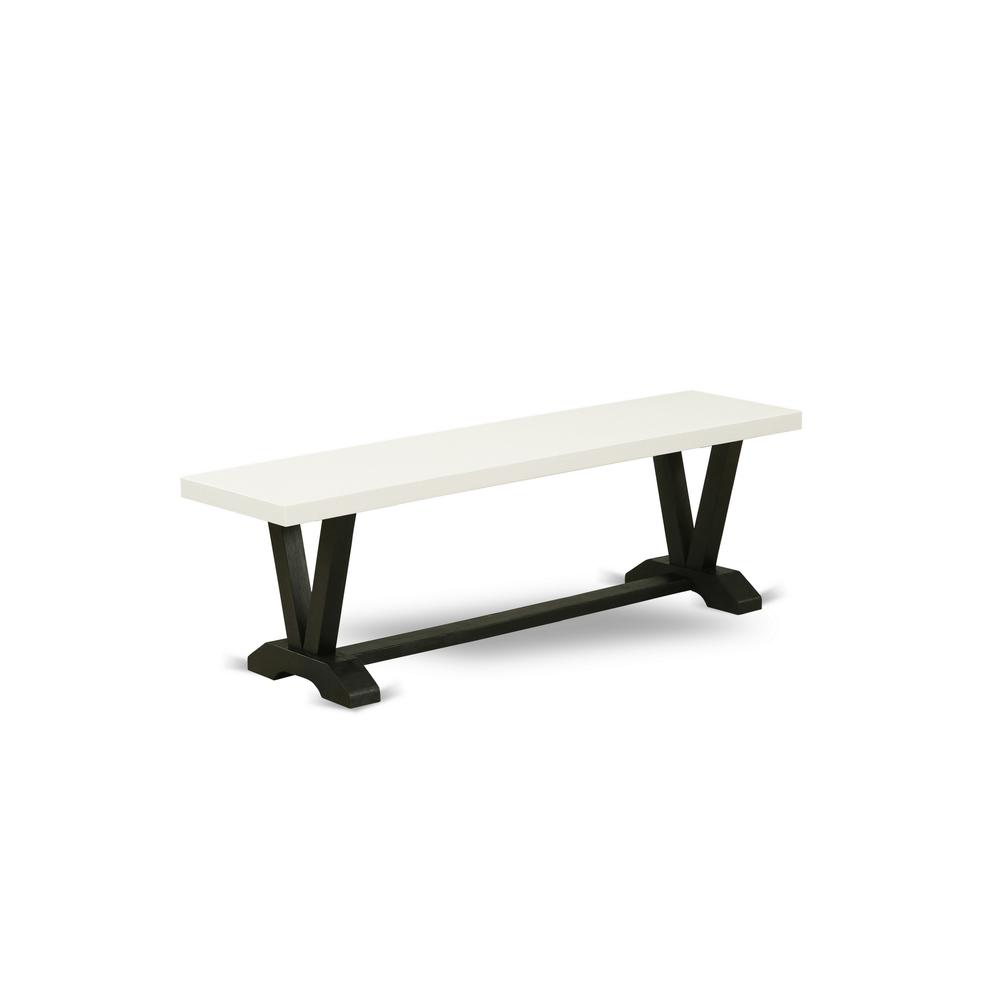East West Furniture V-Style Modern Dining Table Bench with Solid Wood Seat, 60x15x18 Inch, VB626