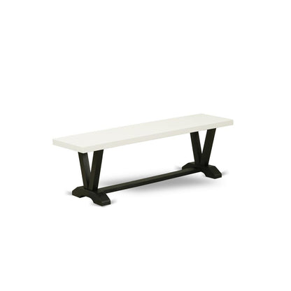 East West Furniture V-Style Modern Dining Table Bench with Solid Wood Seat, 60x15x18 Inch, VB626