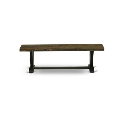 V-Style Modern Dining Table Bench with Wooden Seat
