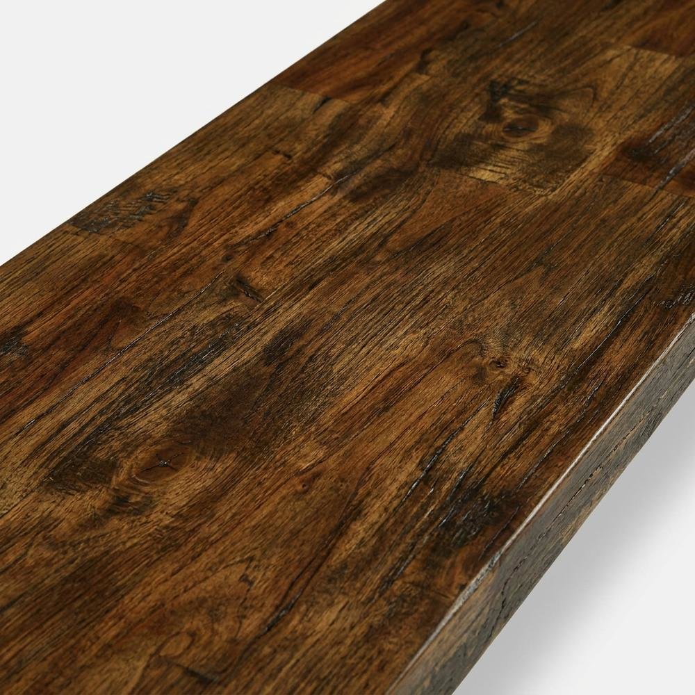 Solid Wood Dining Bench with V-Style Base for Dining Room, Dark Brown
