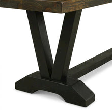 Solid Wood Dining Bench with V-Style Base for Dining Room, Dark Brown