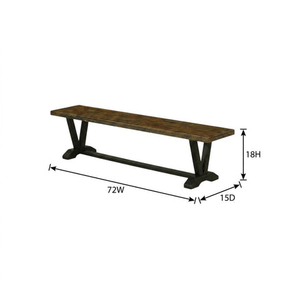Solid Wood Dining Bench with V-Style Base for Dining Room, Dark Brown