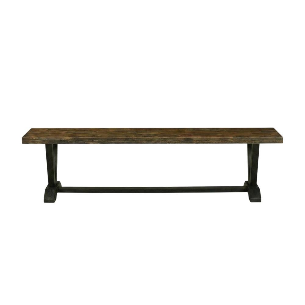 Solid Wood Dining Bench with V-Style Base for Dining Room, Dark Brown
