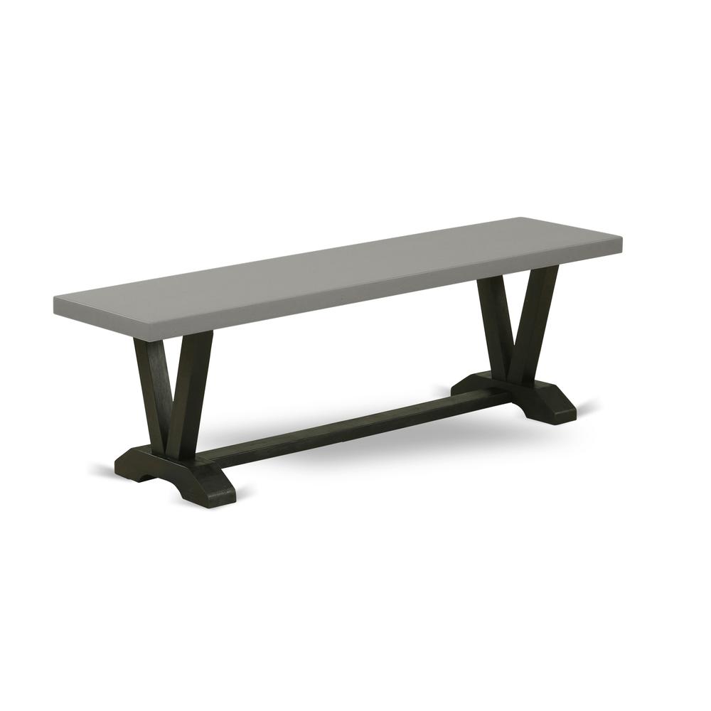 East West Furniture V2-696 3 Piece Kitchen Set - 1 Cement Dining Table and 2 Kitchen Table Bench - Reliable and Sturdy Construction - Wire Brushed Black Finish