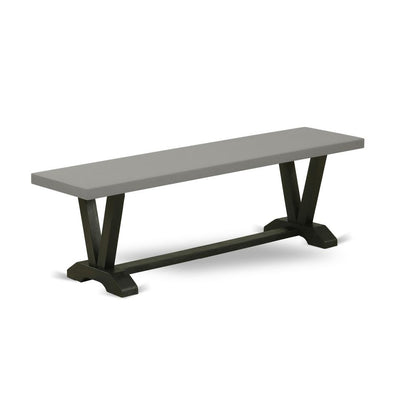 East West Furniture V2-696 3 Piece Kitchen Set - 1 Cement Dining Table and 2 Kitchen Table Bench - Reliable and Sturdy Construction - Wire Brushed Black Finish