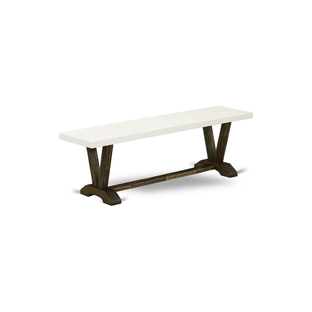 V-Style Modern Dining Table Bench with Wooden Seat