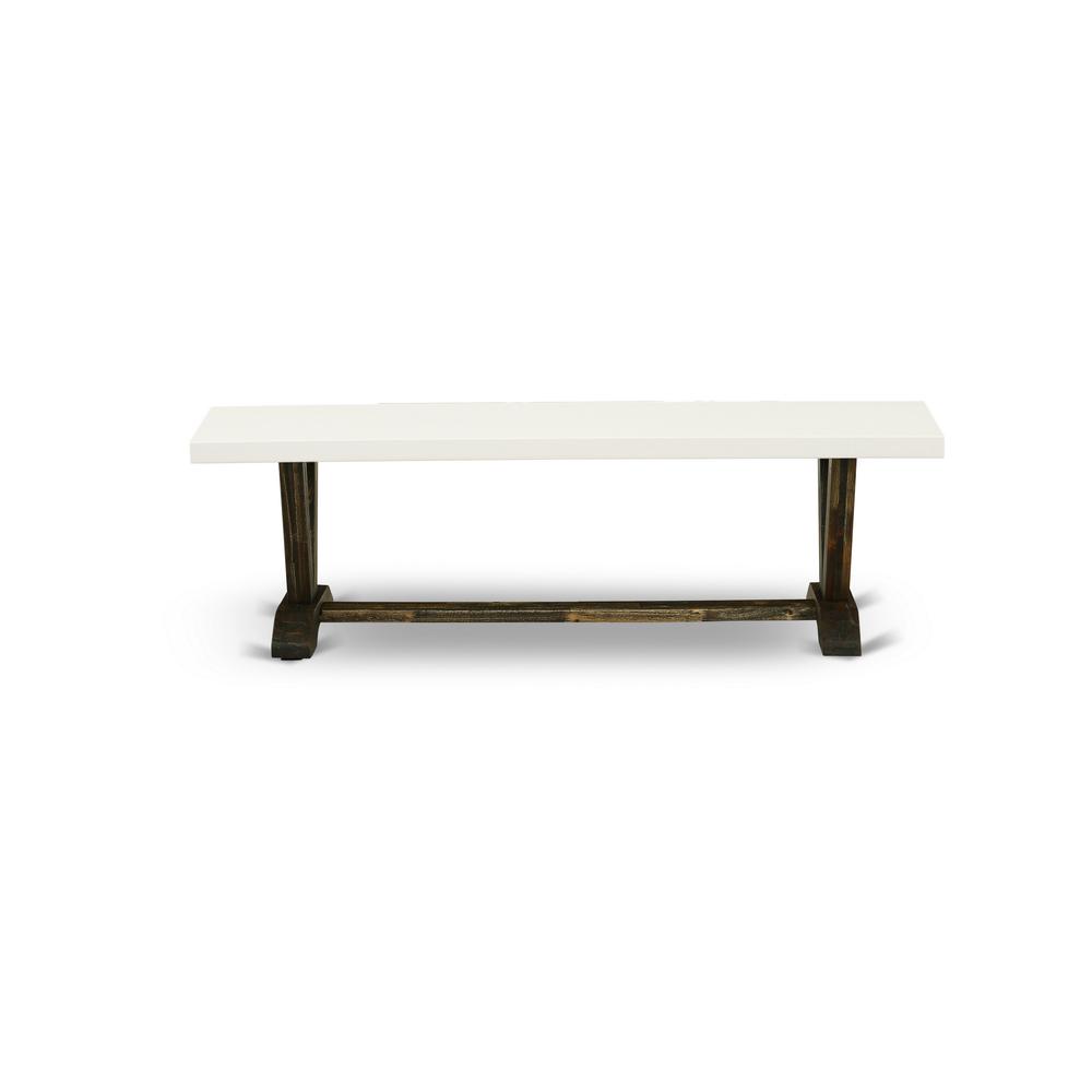 V-Style Modern Dining Table Bench with Wooden Seat