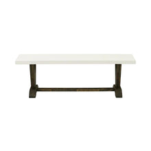 Wooden Dining Bench with V-Style Base, Wood Bench Seat, White