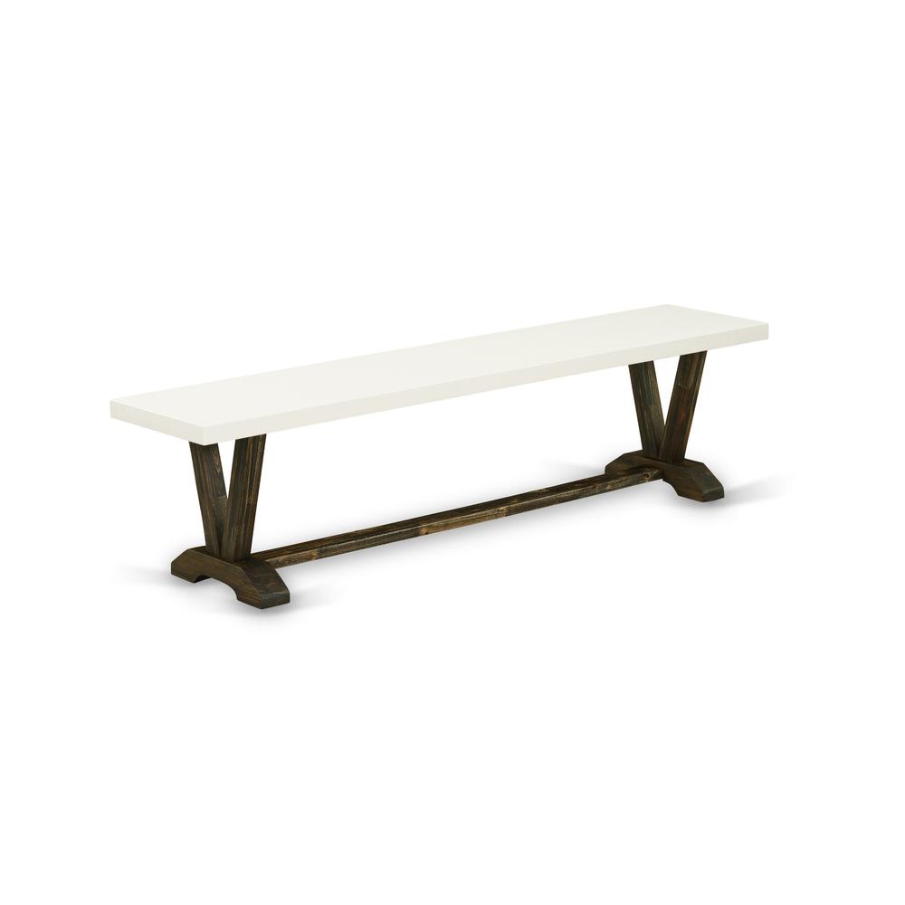 V-Style Modern Dinette Bench with Wooden Seat