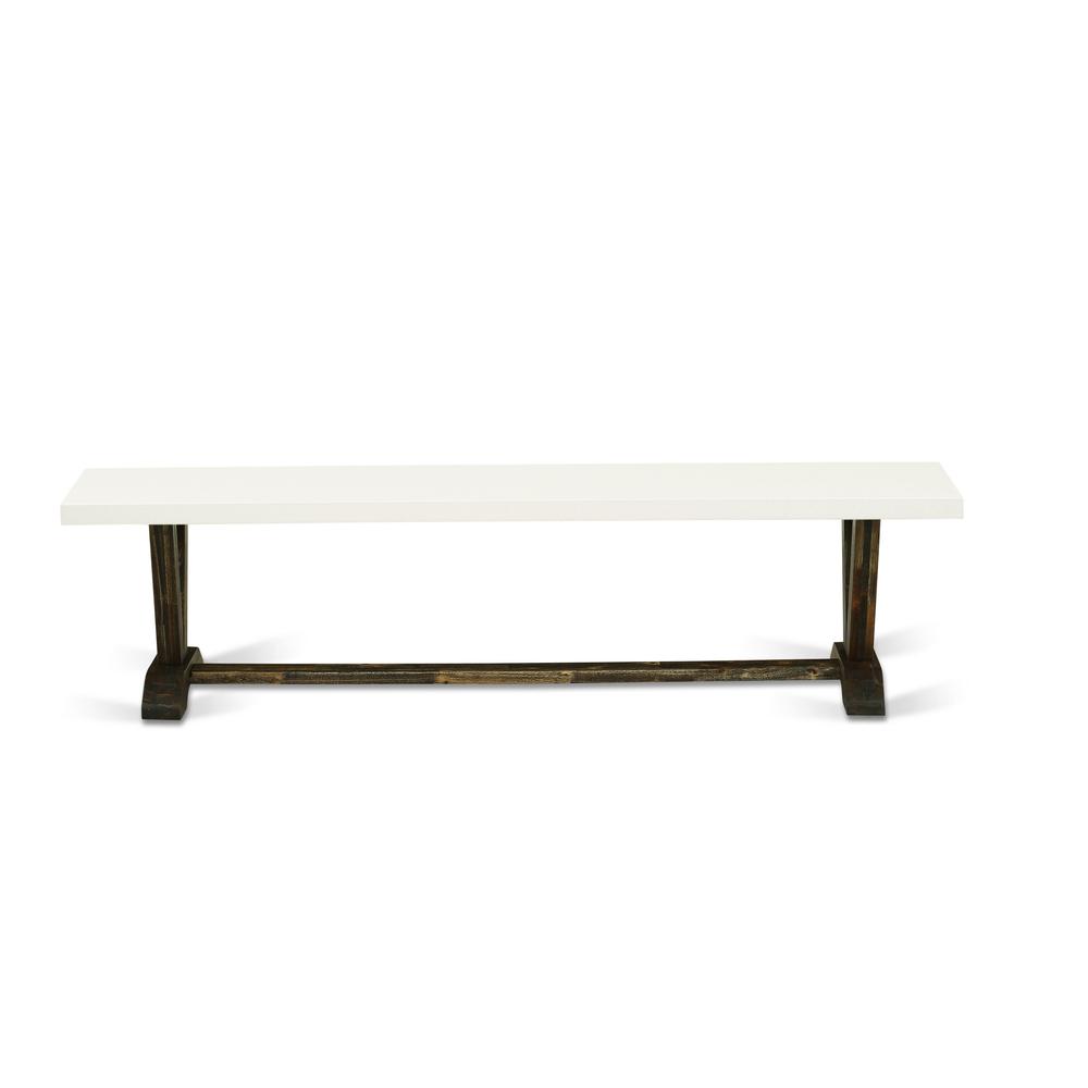 V-Style Modern Dinette Bench with Wooden Seat