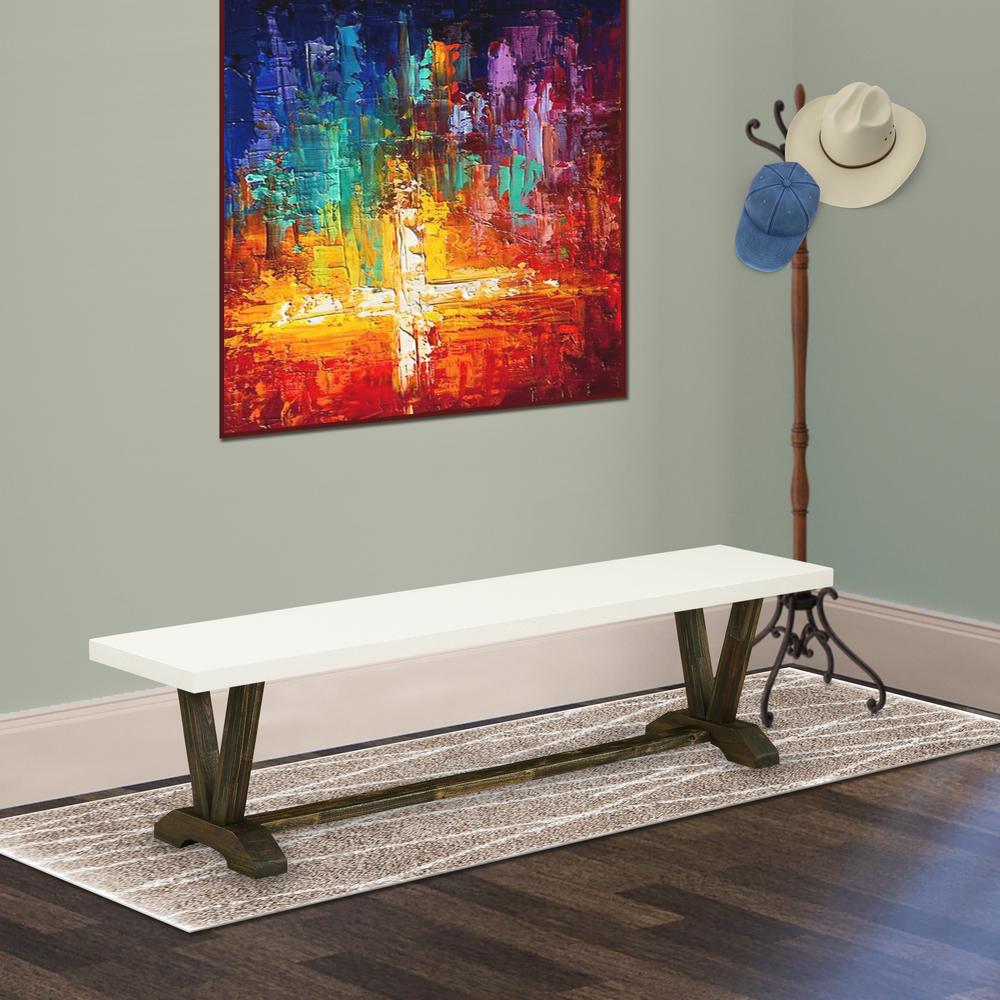 V-Style Modern Dinette Bench with Wooden Seat