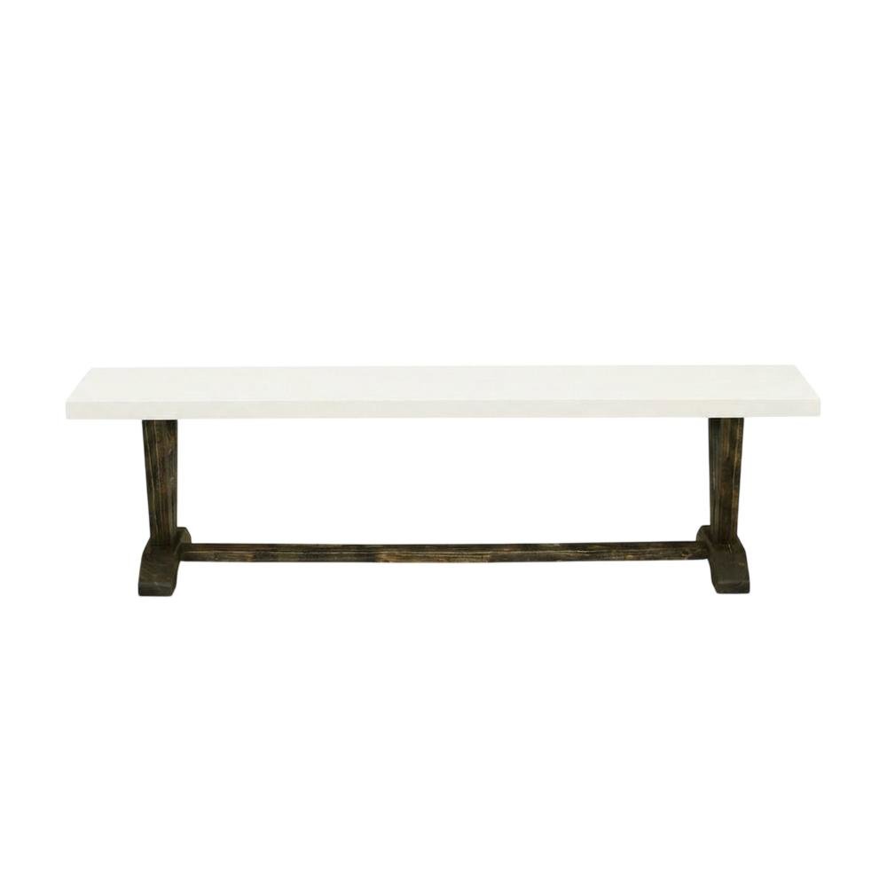 Wooden Dining Bench with V-Style Base for Kitchen or Dining Room, White
