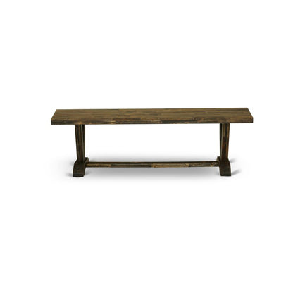 V-Style Mid Century Modern Dining Bench with Wooden Seat