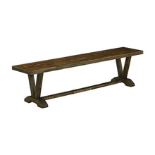 Distressed Wood Dining Bench with Farmhouse Style Base, Indoor, Espresso Finish