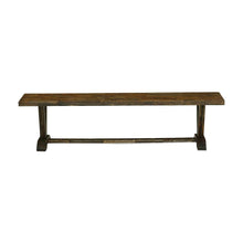Distressed Wood Dining Bench with Farmhouse Style Base, Indoor, Espresso Finish