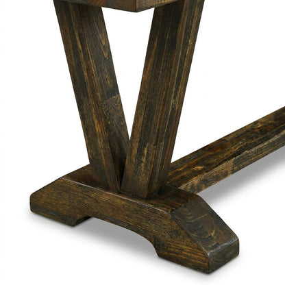 Distressed Wood Dining Bench with Farmhouse Style Base, Indoor, Espresso Finish