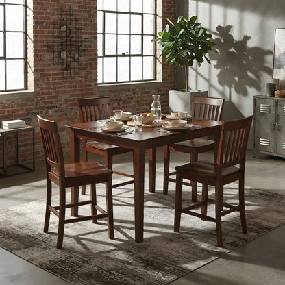 Solid Wood Square Counter Height Pub Dining Table 5 Piece Set