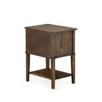 East West Furniture VL-07-ET Wood Side Table with 2 Wood Drawers for Bedroom, Stable and Sturdy Constructed - Distressed Jacobean Finish